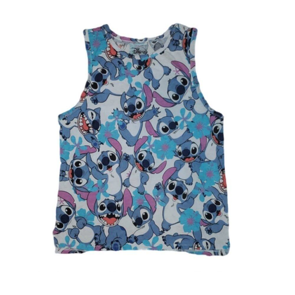 Disney Stitch All Over Tank Top Blue Faces Lilo & Stitch || XL EUC